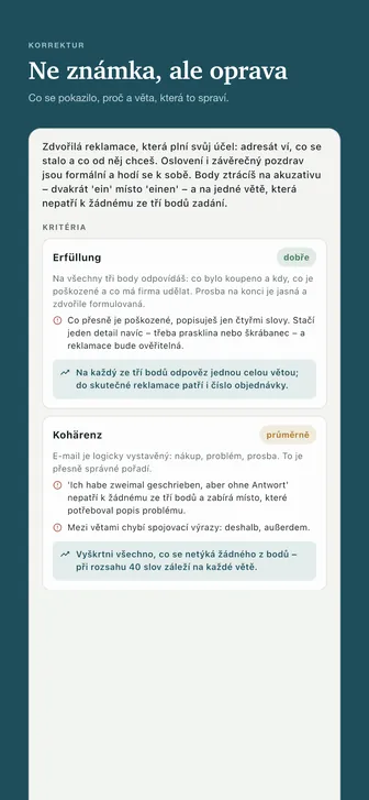 Ne známka, ale oprava — Co se pokazilo, proč a věta, která to spraví.