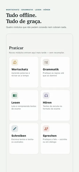Tudo offline. Tudo de graça. — Quatro módulos que não pedem conexão nem cobram nada.