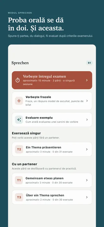 Proba orală se dă în doi. Și aceasta. — Spune-ți partea, du dialogul, fii evaluat după criteriile examenului.