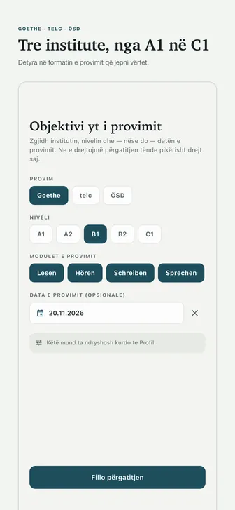 Tre institute, nga A1 në C1 — Detyra në formatin e provimit që jepni vërtet.