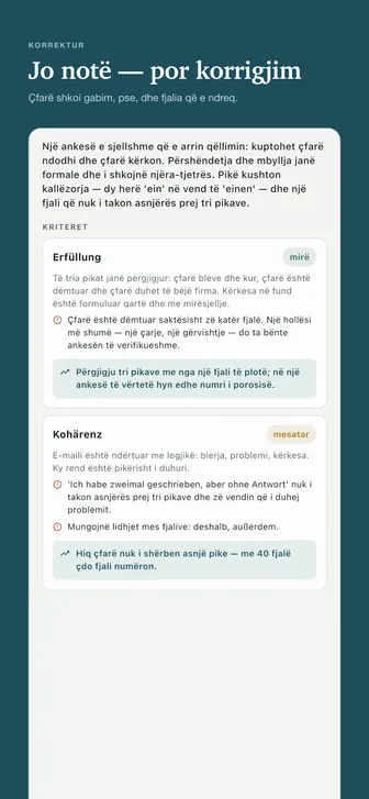 Jo notë — por korrigjim — Çfarë shkoi gabim, pse, dhe fjalia që e ndreq.