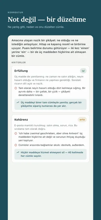 Not değil — bir düzeltme — Ne yanlış gitti, neden ve onu düzelten cümle.
